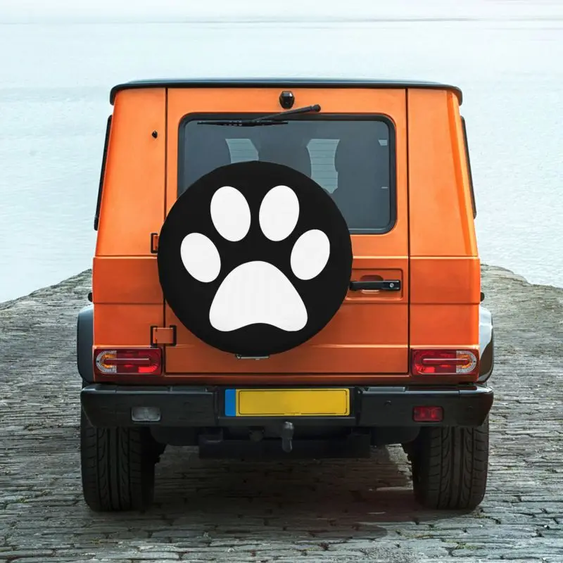 Custom White Paw Print Spare Wheel Tire Cover for Mitsubishi Animal Jeep RV SUV 4WD 4x4 Vehicle Accessories 14\