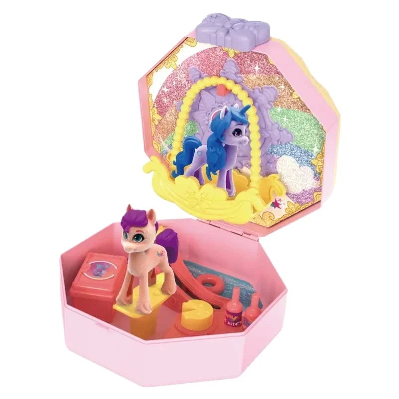 Genuine Hasbro My Little Pony Girl Scene Suitcase Peripheral Collection Doll  Cute Kawaii Birthday Christmas Gift Decoration