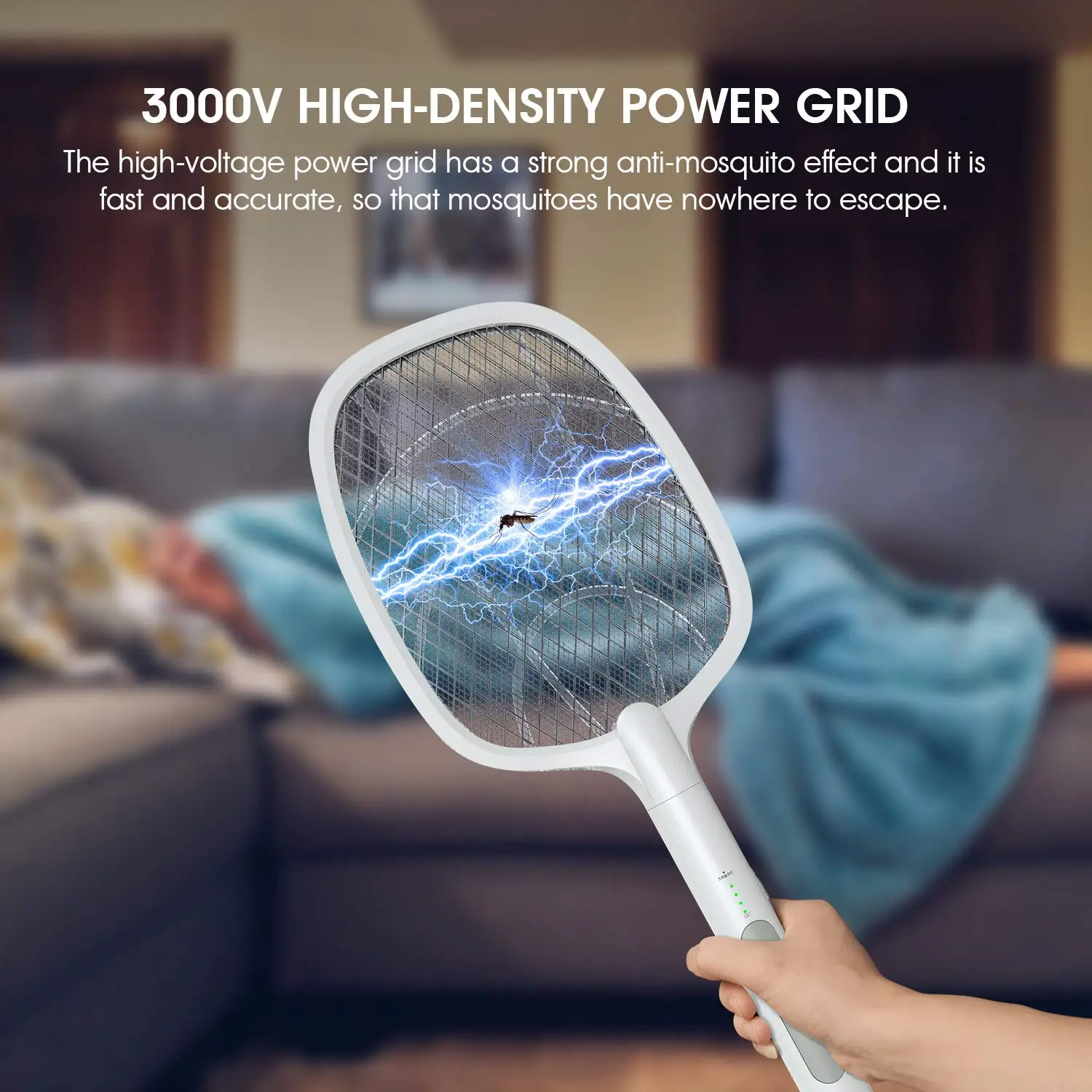 2 in 1 Electric Fly Swatter UV Led Mosquito Killler with Base Holder USB Rechargeable Fast Pest Control for Home Outdoor Camping