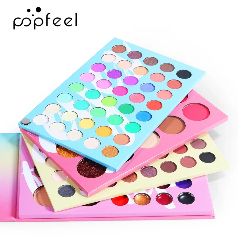 POPFEEL All in one Makeup Palette Set Highly Pigmented Glitter Matte Eyeshadow Powder Blush Lipgloss Concealer Cosmetic Palette