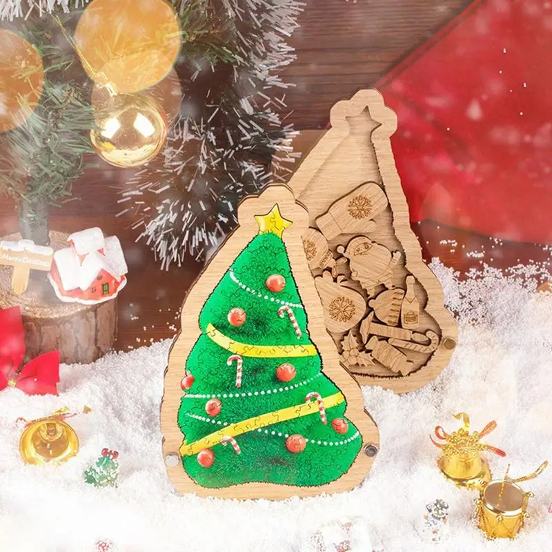 Toddler Christmas Tree Wooden Little Christmas Tree Puzzle Christmas Puzzle Toys Kids Floor Puzzles For Family Friends Toddler