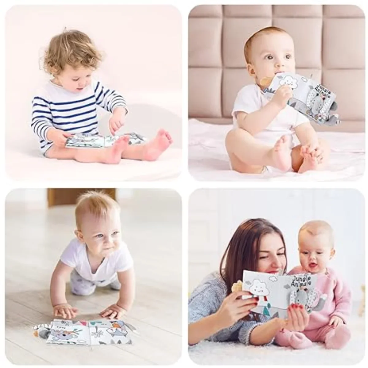 Durable Cloth Book with 3D Tail - Interactive, Chew-Resistant, Sound-Making for Early Learning and Cognitive Development -Gift