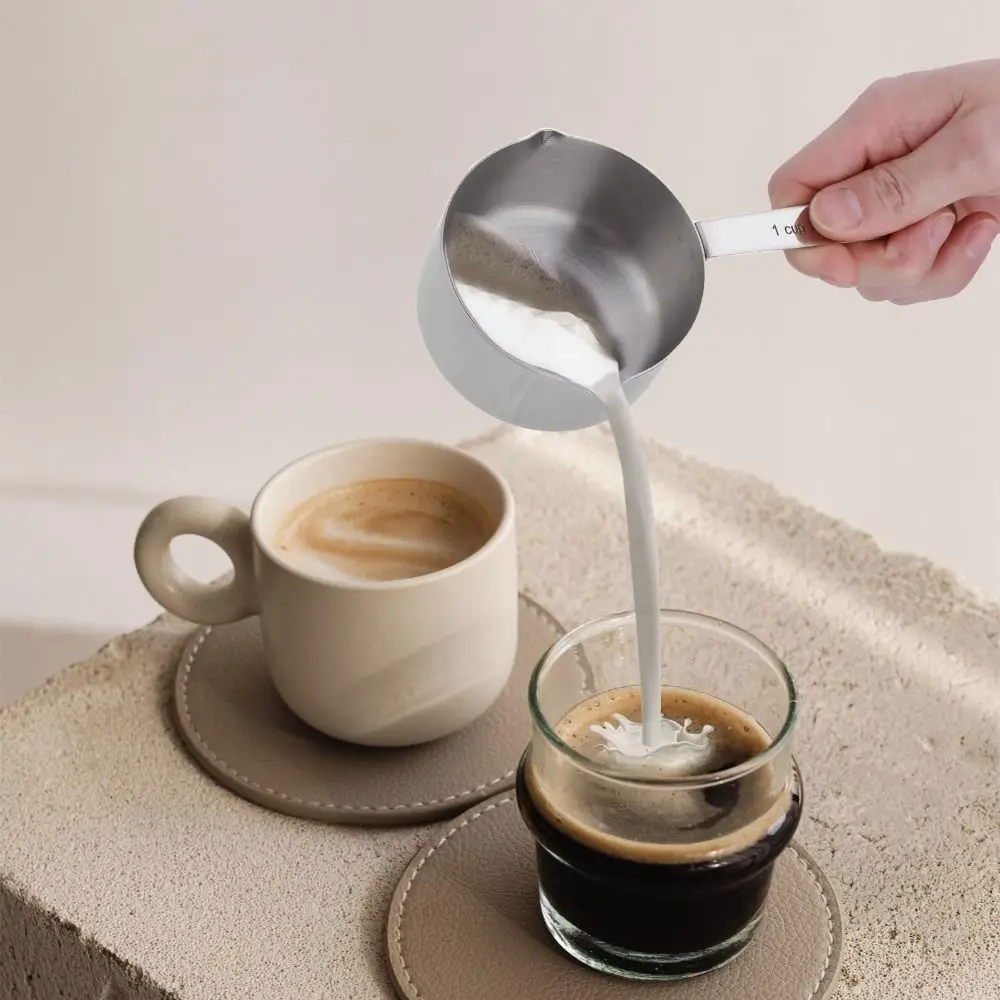 

Stainless Steel Measuring Cup Dual Pour Mouth with Handle Measuring Scoop Small Mouth Design Professional Baking Dosing Spoon