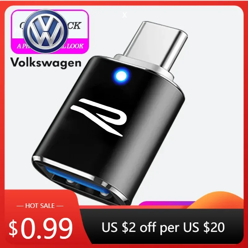 

Новый адаптер-конвертер USB Type-C на USB 3.0 для зарядки с логотипом R для автомобилей VW Volkswagen Golf 8 MK8, аксессуары