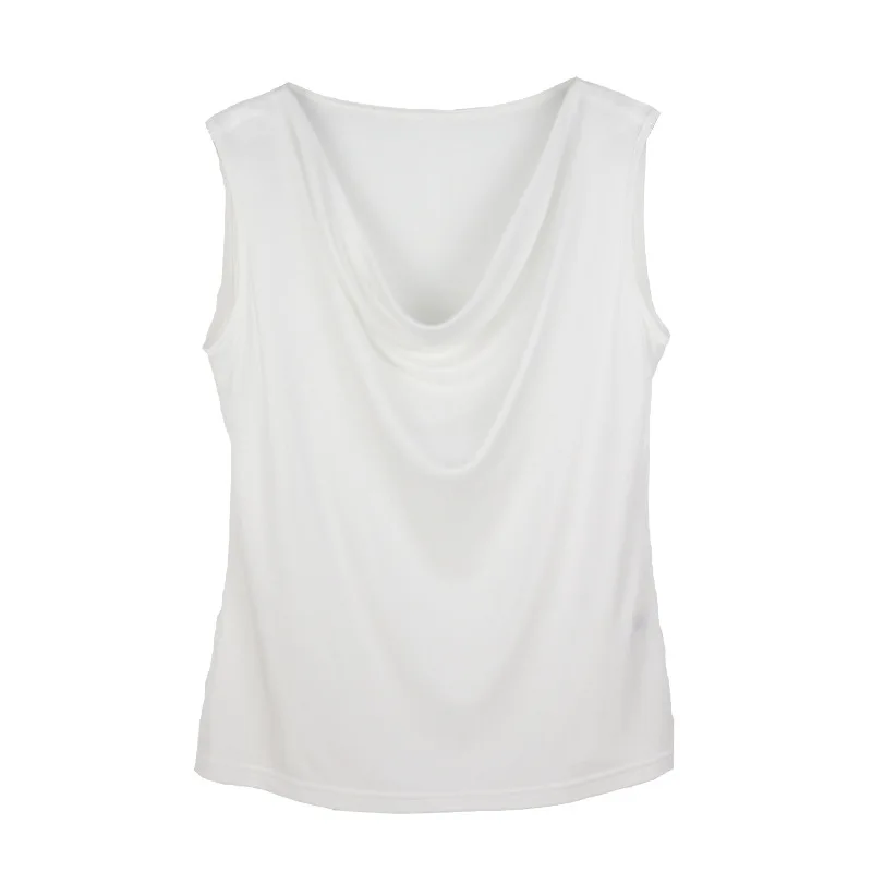 Birdtree Echte Zijde Dames Tank Tops Cami voor Vrouwen Zomer Sjaalkraag Sexy Mouwloze T-shirts Zomer Herfst Nieuwe P37133QC