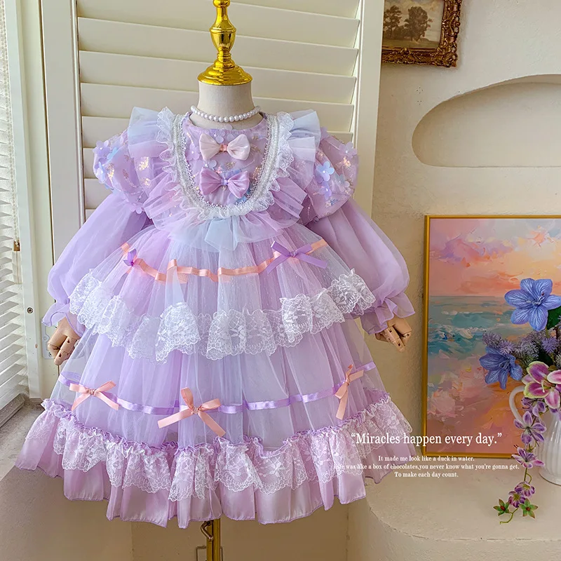 Spring and Autumn New Lolita Sweet Heavy Industry Go for an Outing in Spring High-End Dress 2025Girls'
