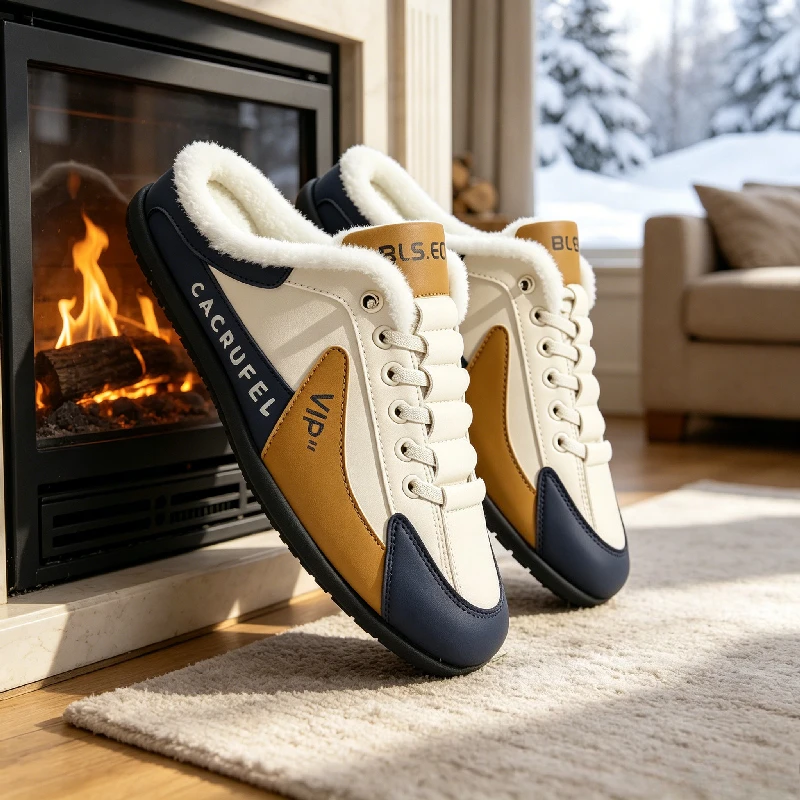 Men Shoes Online - Herbst- und Winter-Fleece-gefütterte warme Hausschuhe, modische