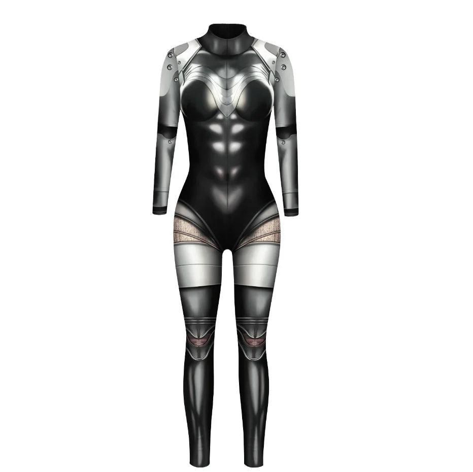 Skeleton Bodysuit Cosplay Costume Halloween Cyber Punk Jumpsuit 3D Digital Printing Adults Cosplay Skull Carnival Party Women