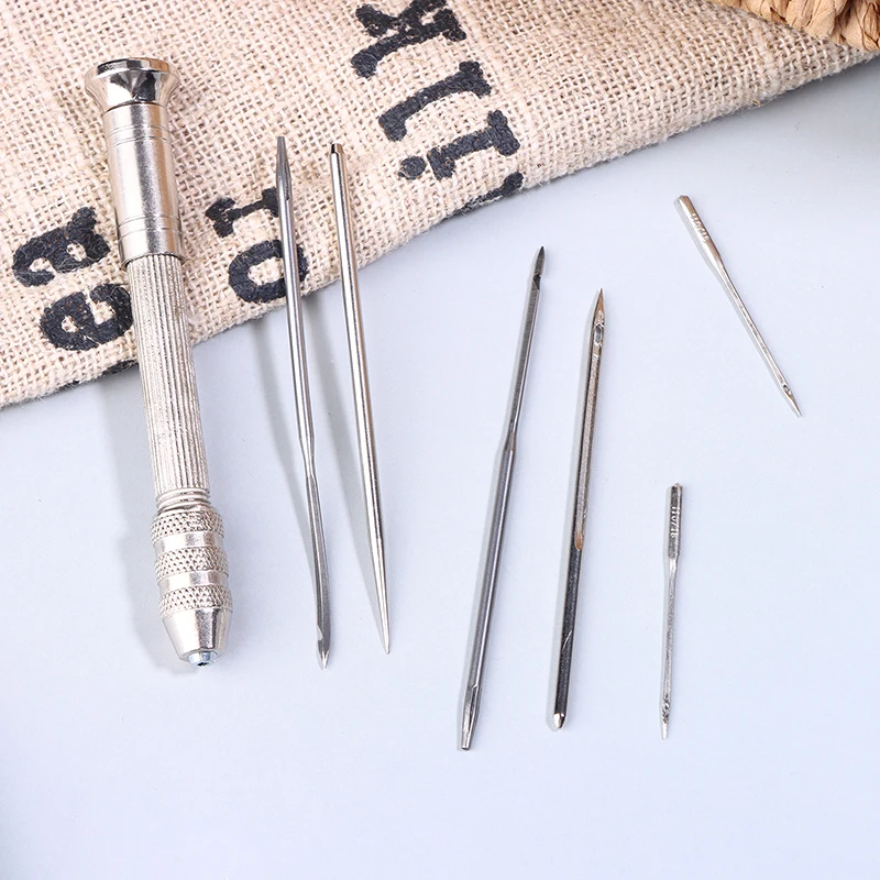 Leather Sewing Leather Awl Set Repair Kit Replaceable Punch Stitching Needle With Awl Handle For Shoe Stitching DIY Leathercraft