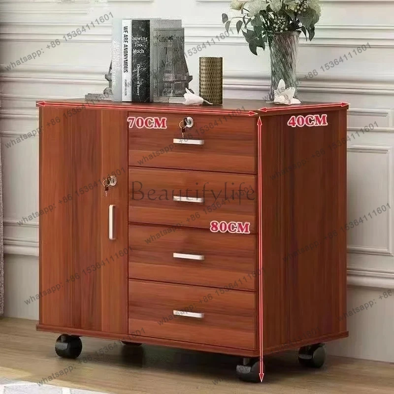 Office File Cabinet Storage Cabinet Widened Bedroom Household Small Table with Wheels and Drawers
