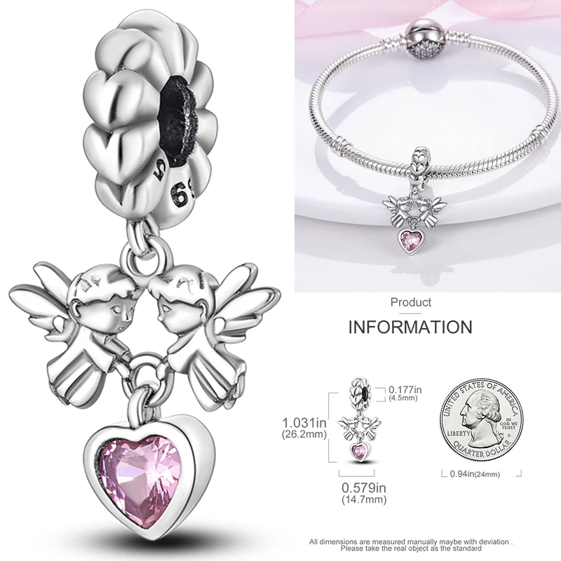 CZ Zirkon Engel-Schutzengel 925 Sterling Silber Goldener Jungfrau-Engel Anhänger Passend für Original Armreif Halskette Armband DIY Schmuck Geschenk – Detail 27
