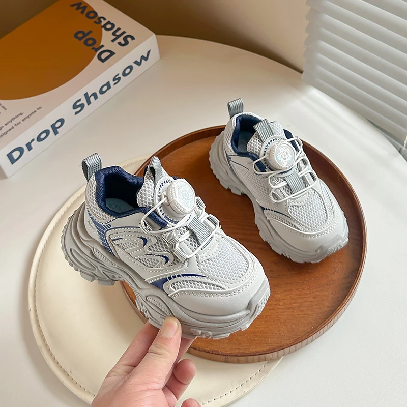 

Children Mesh Sports Shoes 2026 Spring Autumn Boys Girls Chunky Basketball Shoes Toddlers Patchwork Kids School Casual Sneakers
