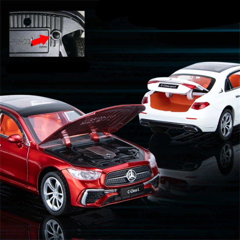 1/24 C260 L C-Class Alloy Car Model Diecasts Metal Toy Vehicles Car Model High Simulation Sound and Light Collection Kids Gifts