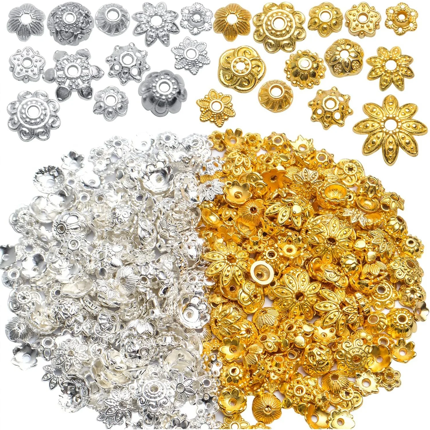 

100 грамм смешанные металлические колпачки для бусин с цветами, тибетские колпачки для бусин, прокладки, ювелирные изделия в стиле Бали для изготовления браслетов и ожерелья своими руками