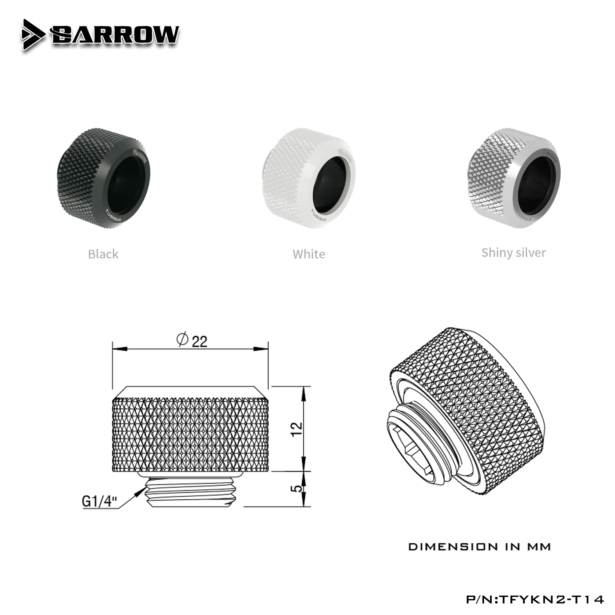 

8PCS Barrow Anti-Off Fittings Kit Hard Tube Fitting Adapter Suitable For OD14mm / OD16mm Rigid Pipe Water Cooling, TFYKN2