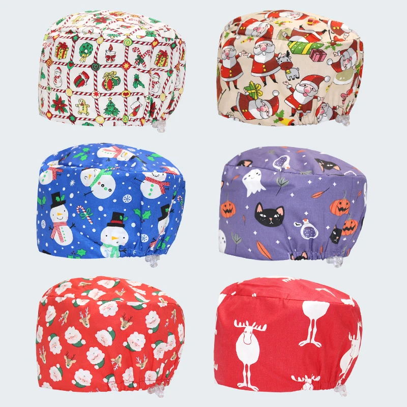 

Reindeer Pumpkin Print Scrub Caps Hospital Surgical Hats Dental Clinic Nursing Hat Pediatrician Caps Ultra Soft Cotton K1099