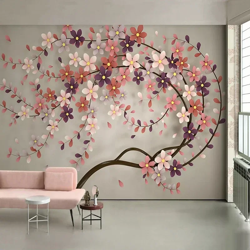 Custom 3D Photo Wallpaper Flower Tree Wall Painting For Living Room Restaurant Bedroom Large Mural Wall Paper Floral Home Décor