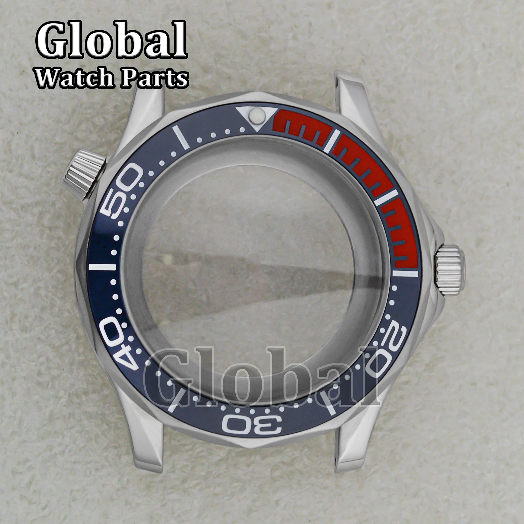 Caja de reloj para Seamaster 300, resistente al agua hasta 10ATM, parte inferior de cristal transparente, caja de reloj de acero inoxidable 316L compatible con movimiento NH35/NH36