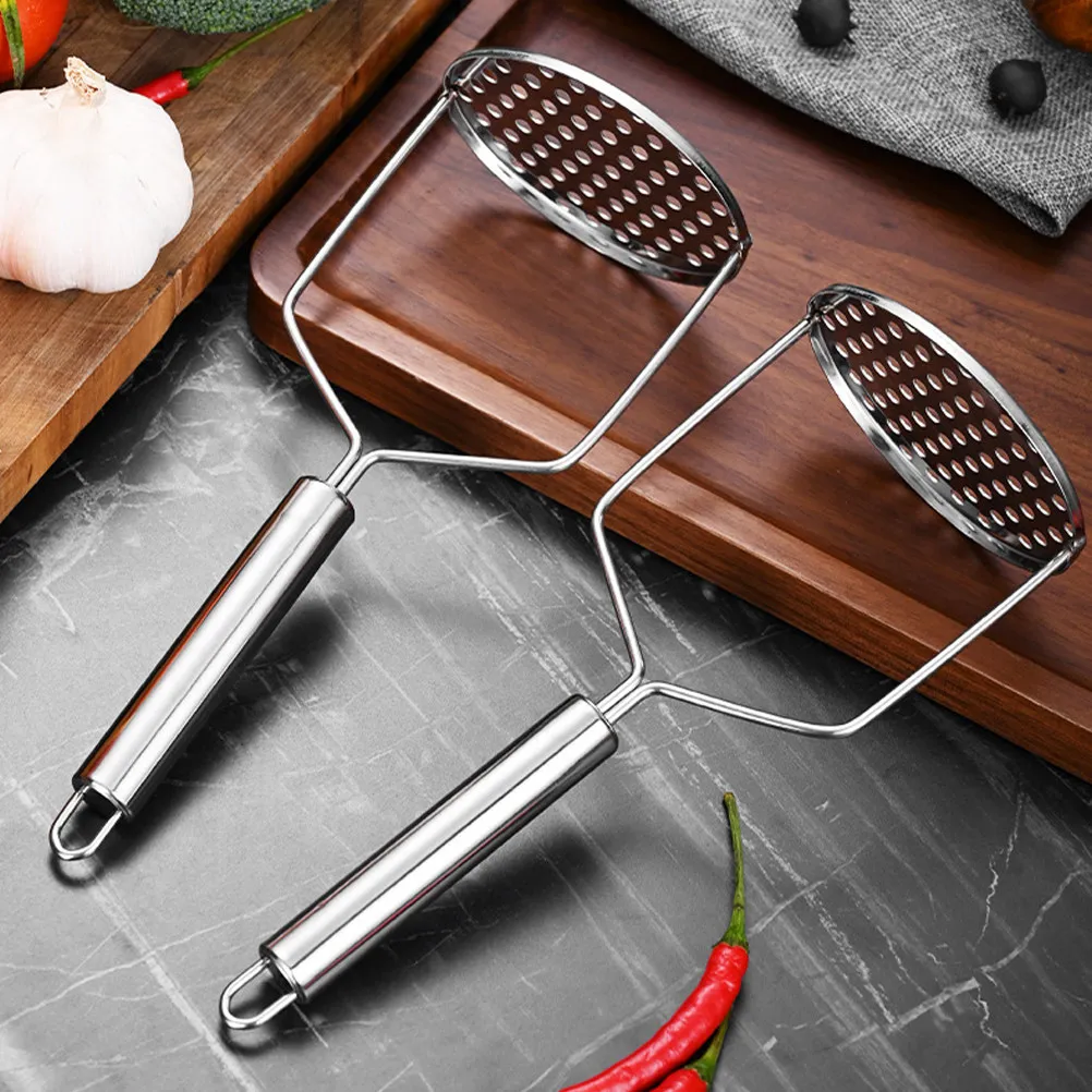 2 Piezas de Trituradores de Patatas de Acero Inoxidable, Prensador Manual de Carne y Verduras Reutilizable