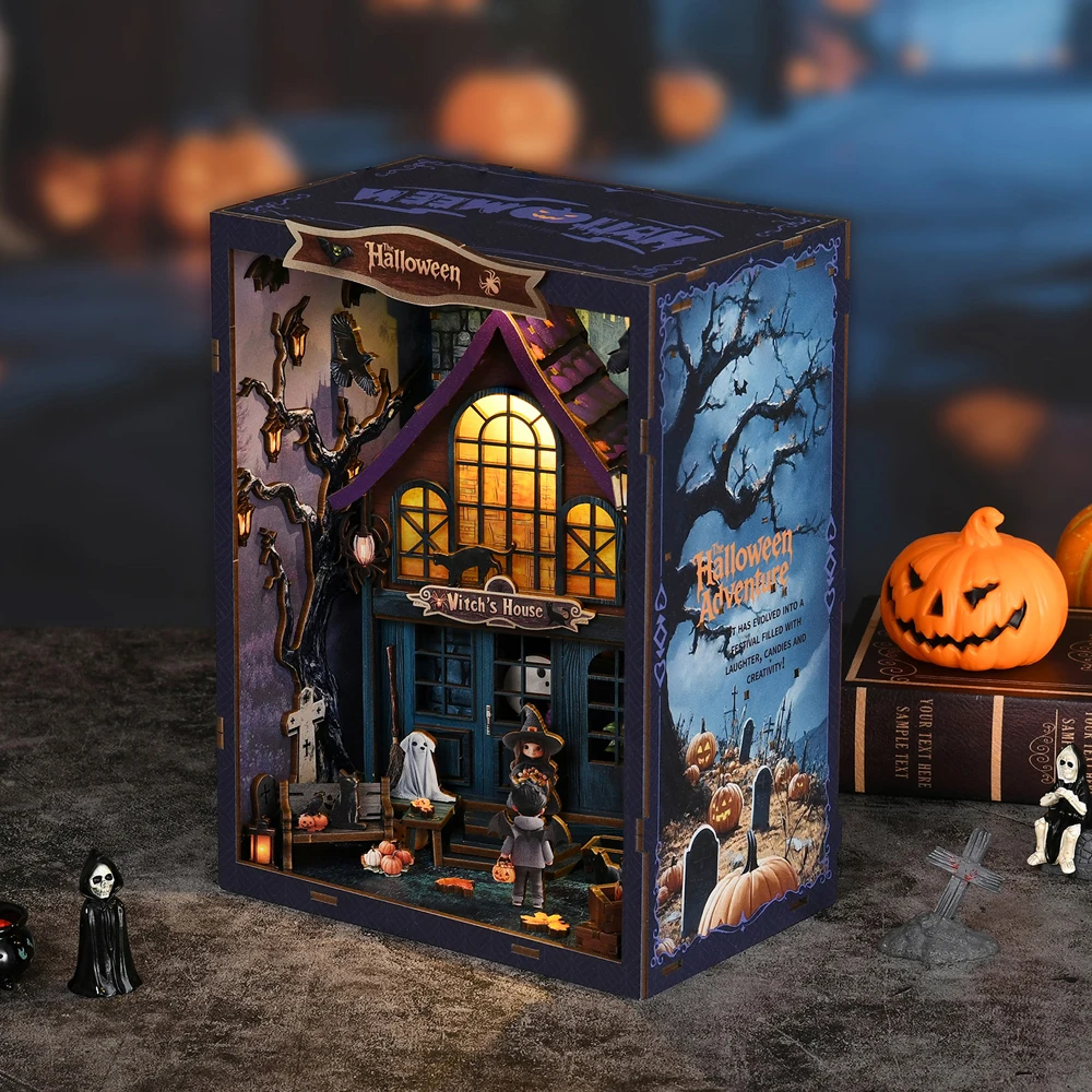 Modellbausatz DIY Mini-Buch Handgefertigtes Schloss Nachtsicht 3D Holzpuzzle Kreatives Geschenk für Erwachsene Holzpuzzle-Modell