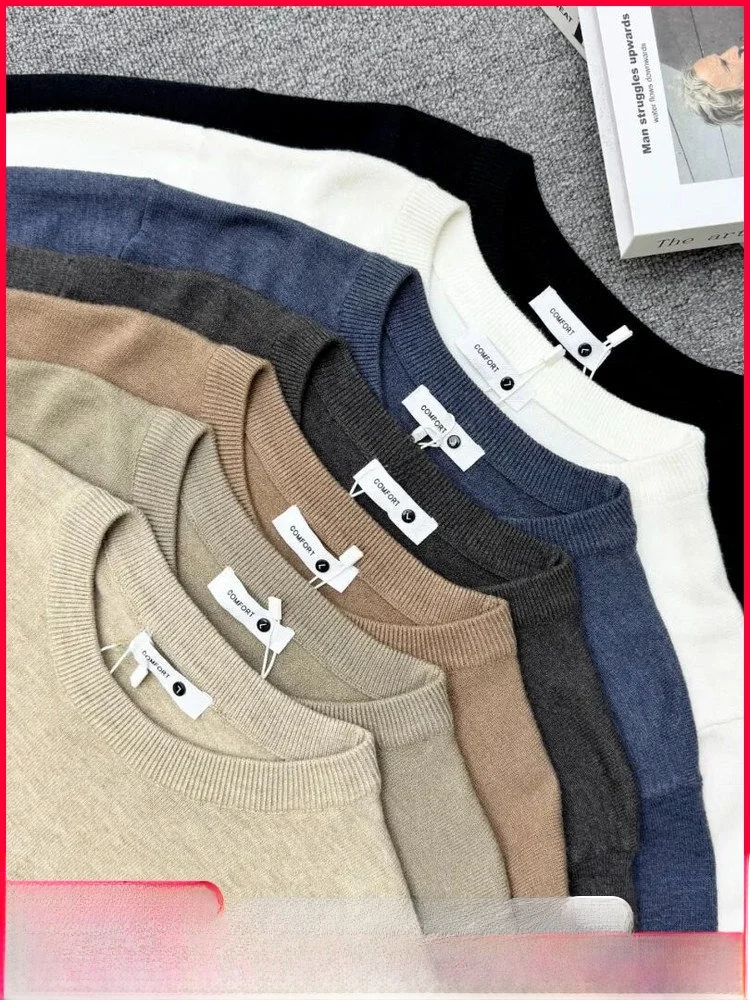 

Classic Basic Men's Knitwear round Ne Sweater Color Inner Wear Faionable Winter Warm Polyester Blend Long Sve