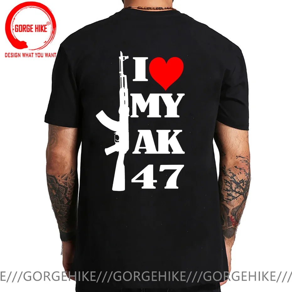 Classic Kalashnikov AK-47 T-Shirt Oversized Cotton O-Neck Summer Short Sleeve Casual I Love AK47 AK 47 T Shirt Man Mens Clothing