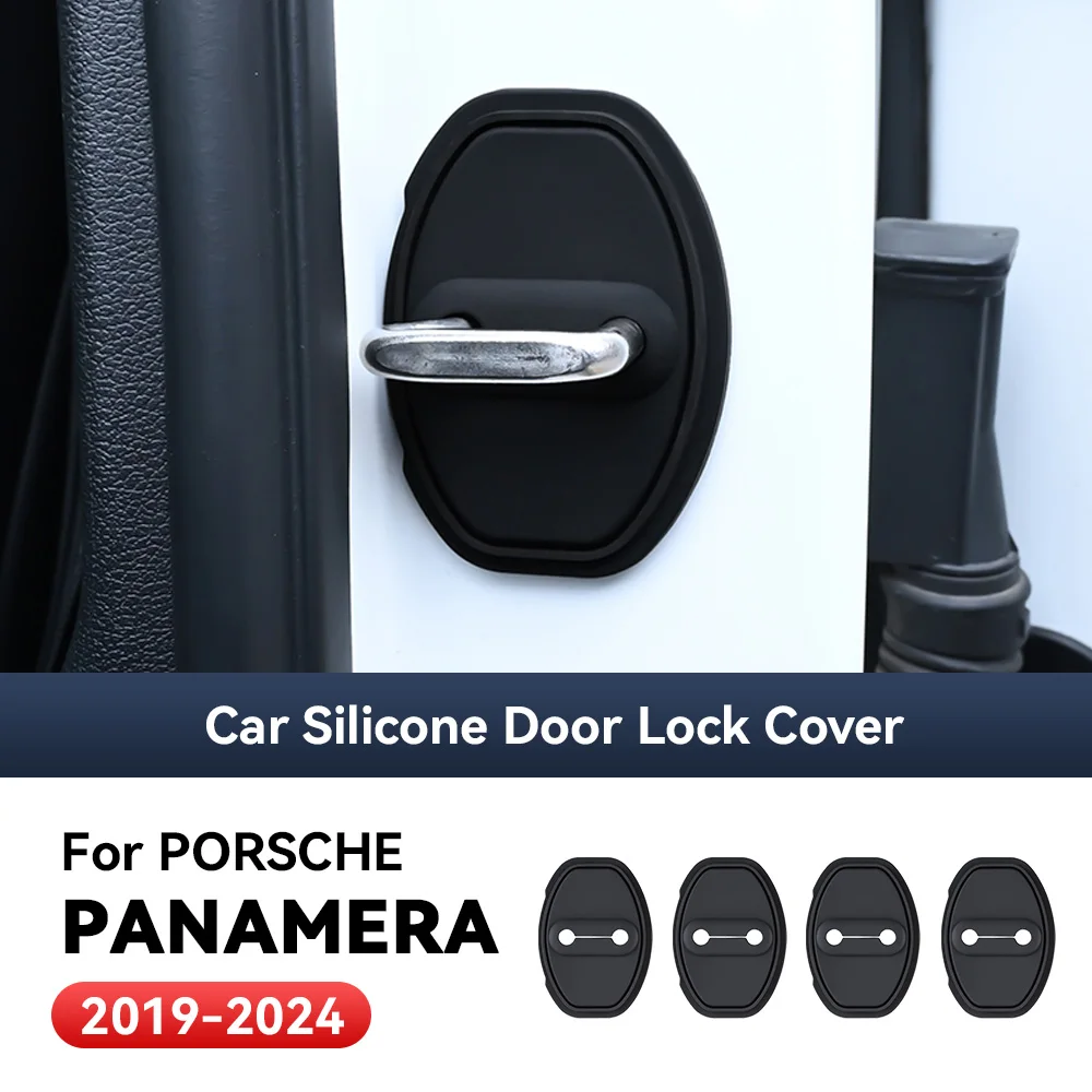 4pcs Car Decorat Accessories Silicone Protecte Auto Door Lock Latch Shock Absorber Cover For Porsche Panamera 2019-2024