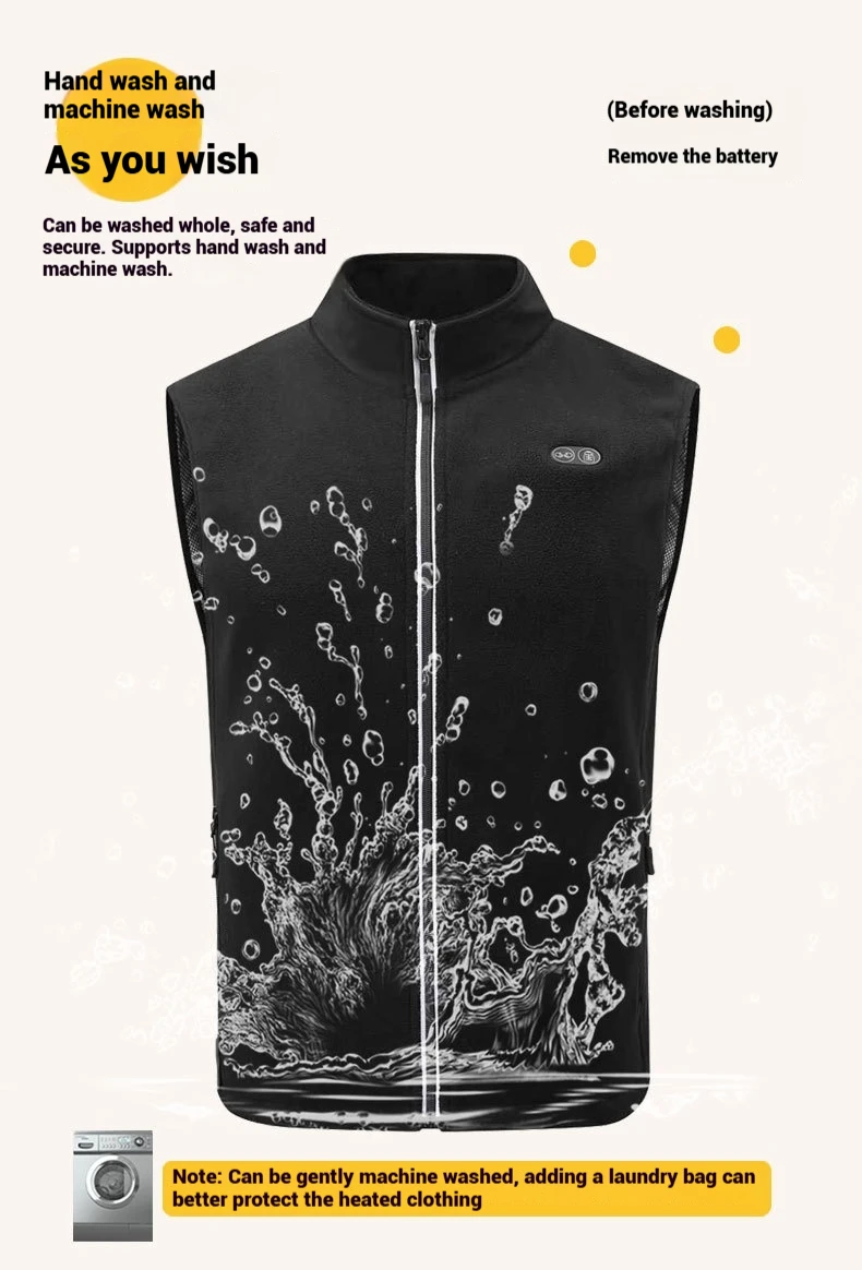 USB-Heizweste für Herren und Damen, elektrische Thermojacke, Polarfleece, Stehkragen, winddicht, reflektierender Reißverschluss, Outdoor-Sport – Detail 18