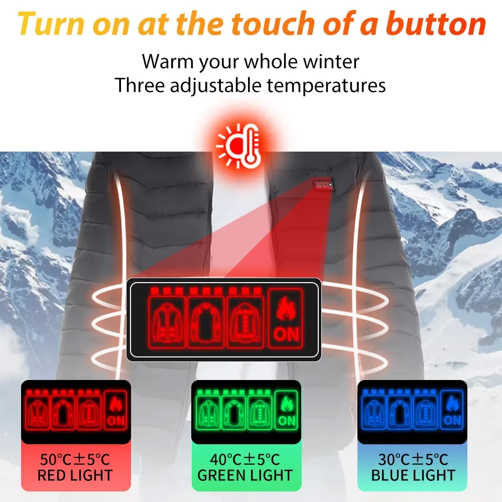 ユニセックス電熱ジャケット USB 充電式電熱ジャケット 21 ゾーン男性屋外防風綿服暖かいジャケット