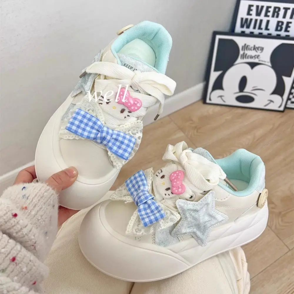

Женские кроссовки в стиле аниме «Hello Kitty», обувь для доски, осенняя спортивная обувь с героями мультфильмов Kt, милая обувь для отдыха на толстой подошве, студенческая обувь для девочек