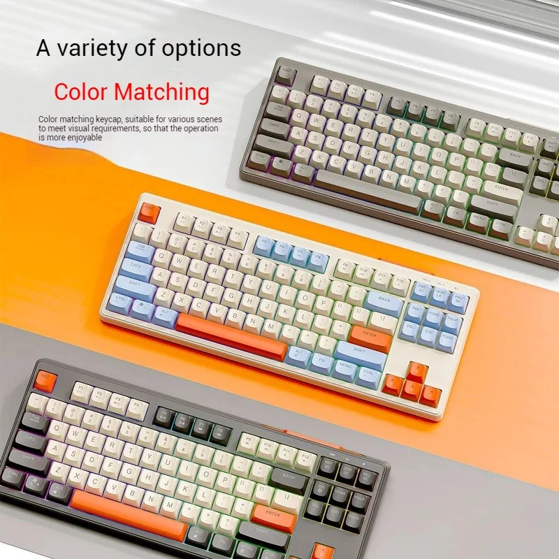 Free Wolf M87 75% Wireless Gaming Keyboard Silent Rainbow Backlit Bluetooth/2.4Ghz PBT Gradient Keycaps