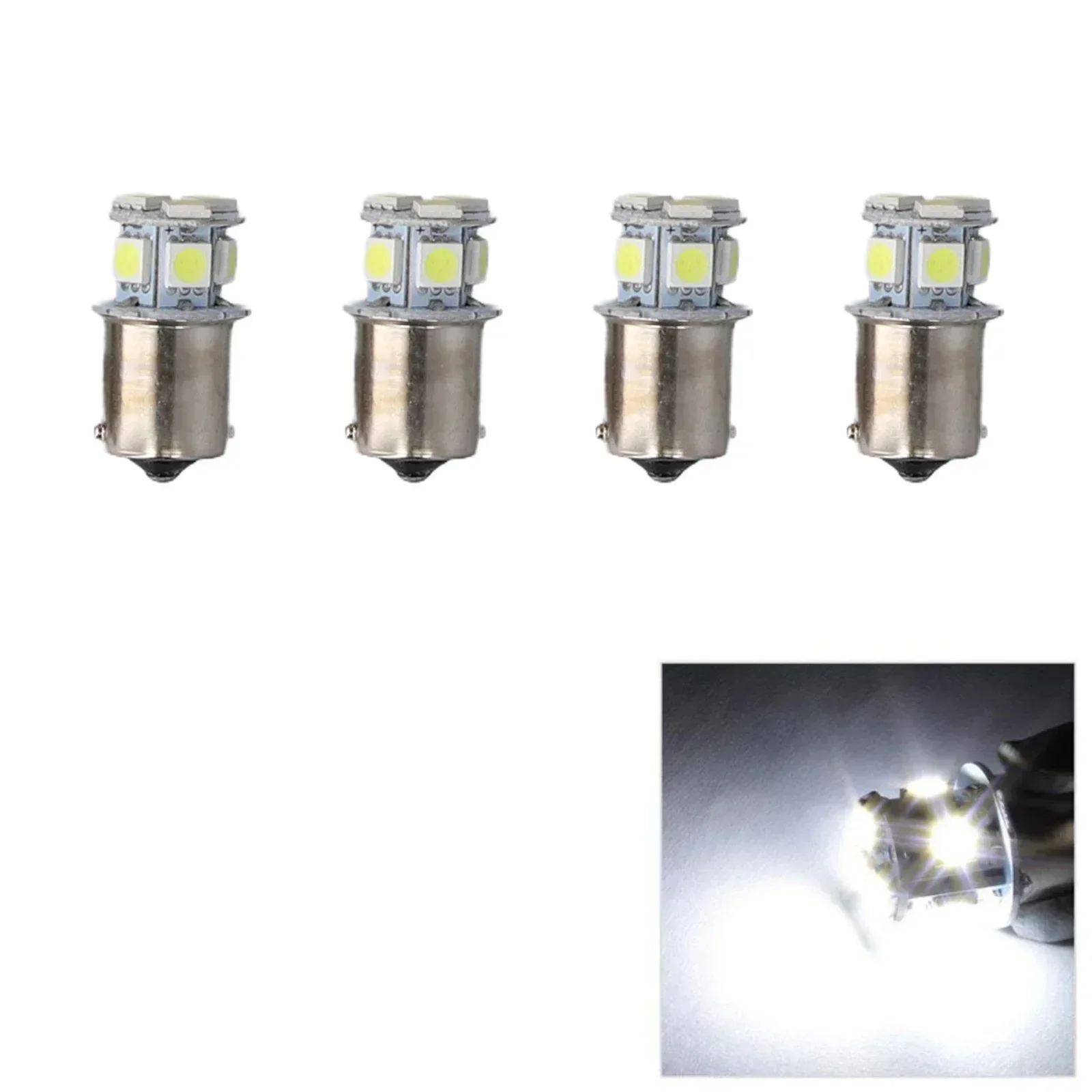 

4pcs 6V DC 1156 BA15S White 8 LED SIDE LIGHT INDICATOR BULB 6000K 8 5050 LED 800LM Stop Light Parking Light