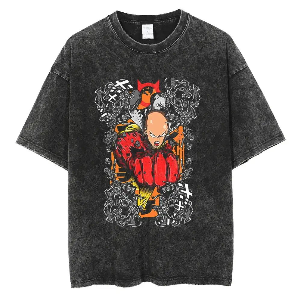 

One Punch Man Hero Association Vintage T Shirt Designer Illustration Pattern Street Harajuku Summer 2025 New