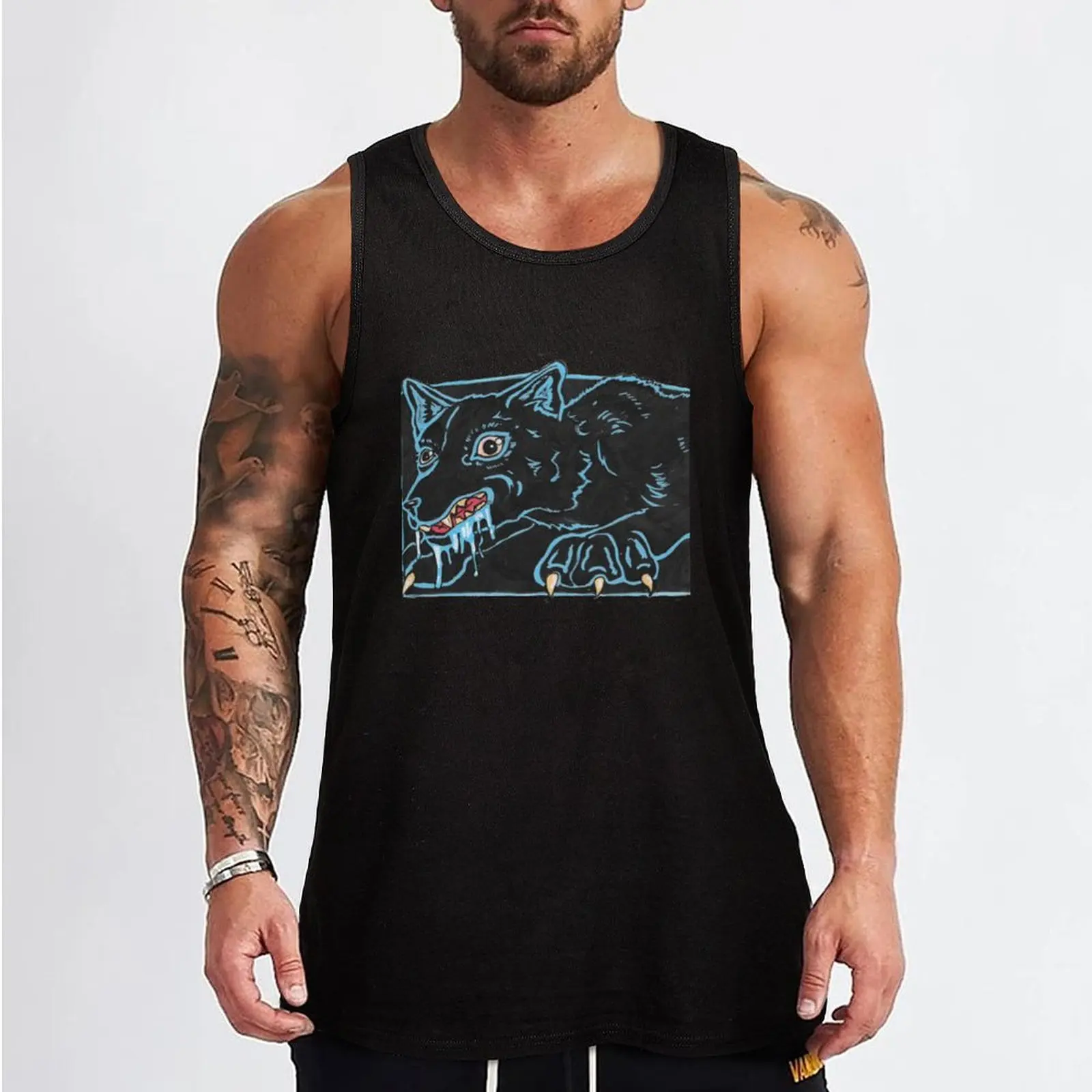 Black Snarling Hound Tank Top Vest for boy t shirt