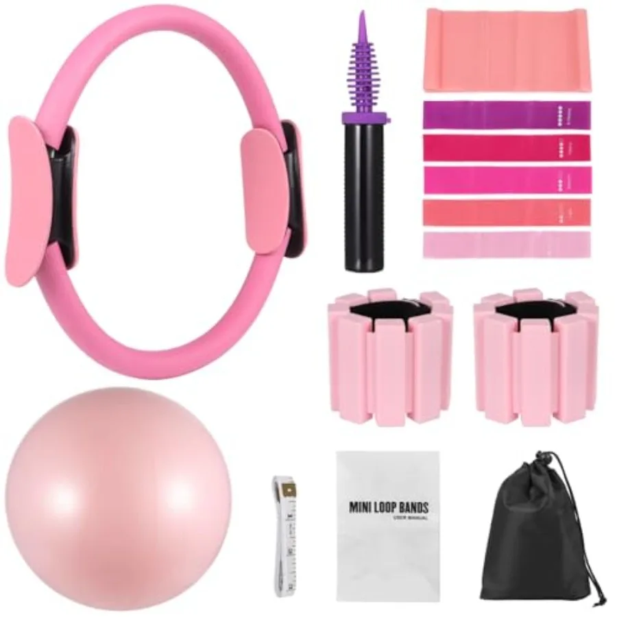 

Набор для пилатеса DORMIYA для домашних тренировок: кольца, мяч, утяжелители для лодыжек и запястий, эспандеры, рулетка, для женщин