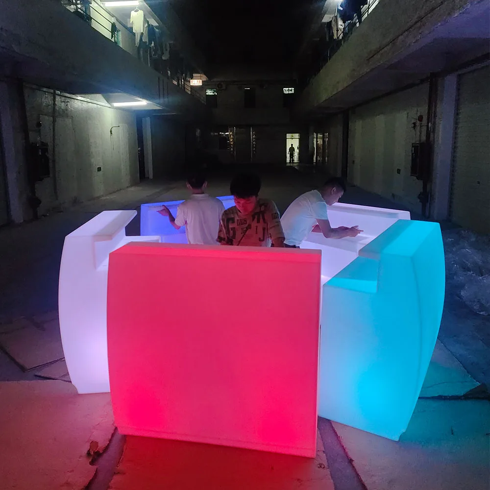 Modern Round Curve Illuminated Mobile Bar Cabinet Home Bar Counter Commercial Restaurant Nightclub Bar Counter