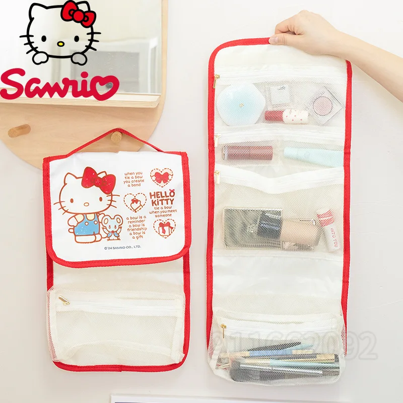 

Sanrio Hello Kitty New Cosmetic Bag Luxury Brand Portable Folding Cosmetic Bag Large Capacity Travel Storage Toiletry Bag