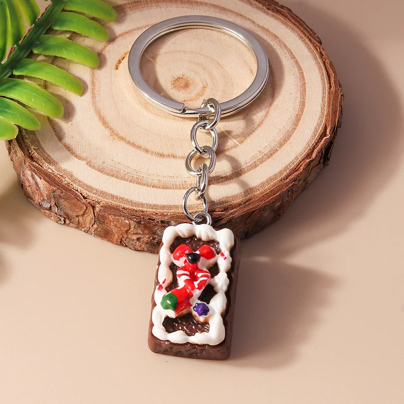 Cute Resin Simulation Food Keychain Cookies Chocolate Key Ring for Car Key Holder Handbag Pendant DIY Jewelry Gifts