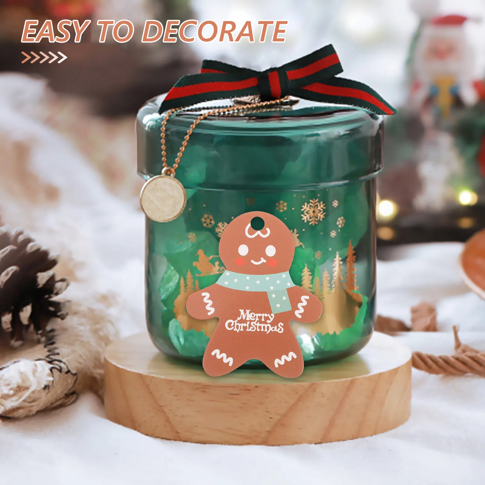 50Pcs Premium White Kraft Paper Gingerbread Christmas Tags for Gifts Presents Labels DIY Holiday Decor Scrapbooking Bookmarking