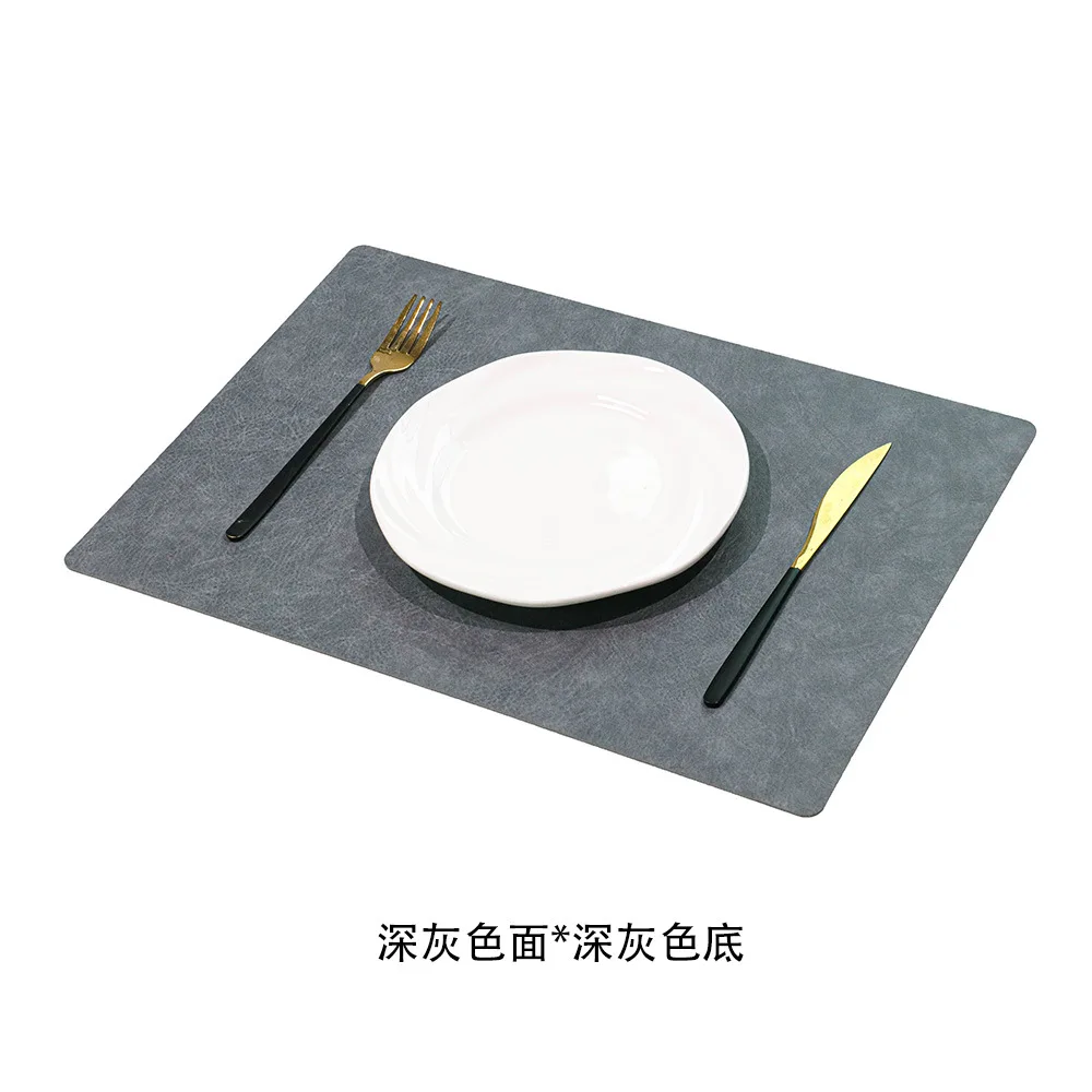 Cowhide Texture PVC Leather Placemat Waterproof Oil-Resistant Heat-Resistant Non-Slip Table Mats Elegant Dining