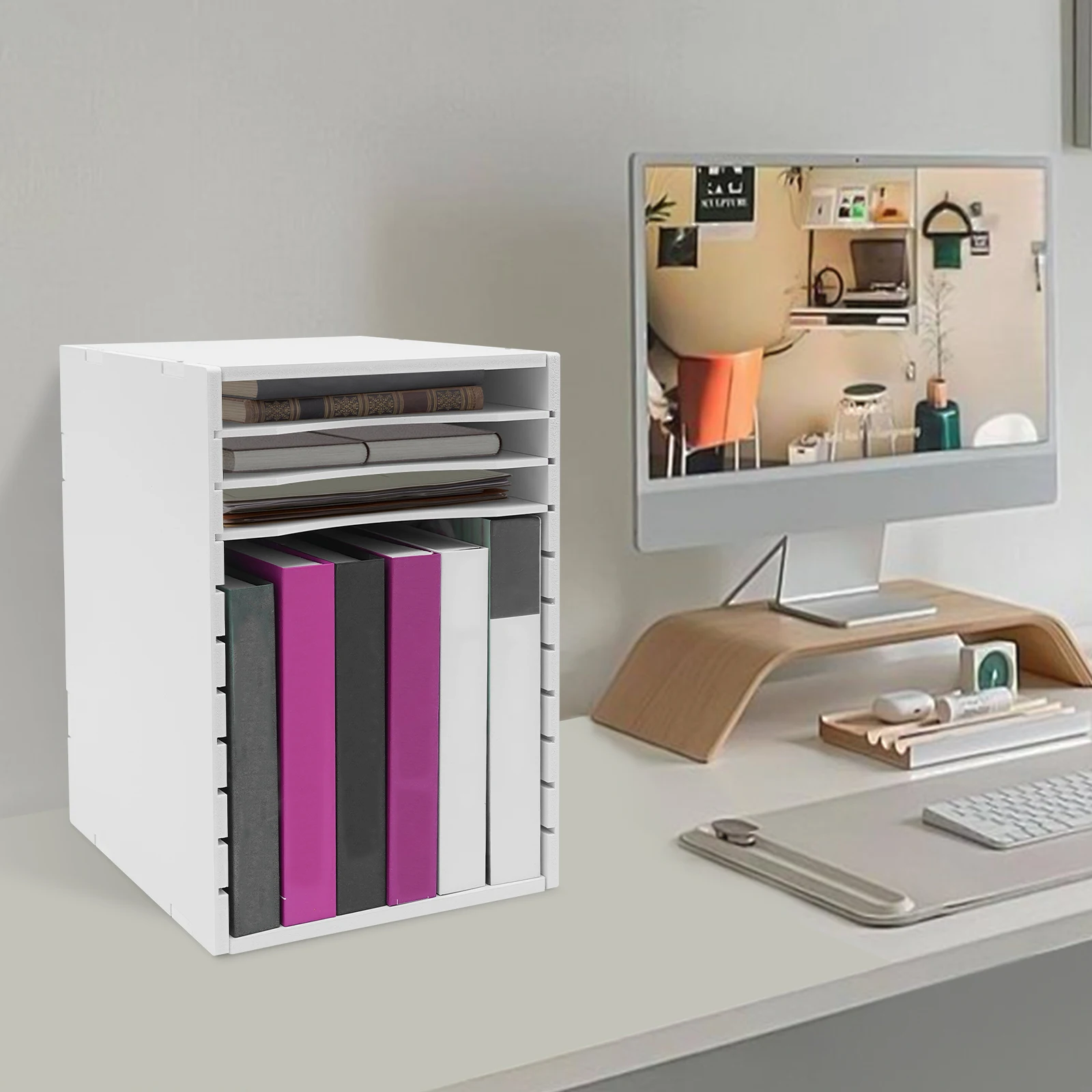 Organizador de documentos classificador de arquivos rack de armazenamento de papel modelo branco de 11 compartimentos ideal para salas de aula e escritórios