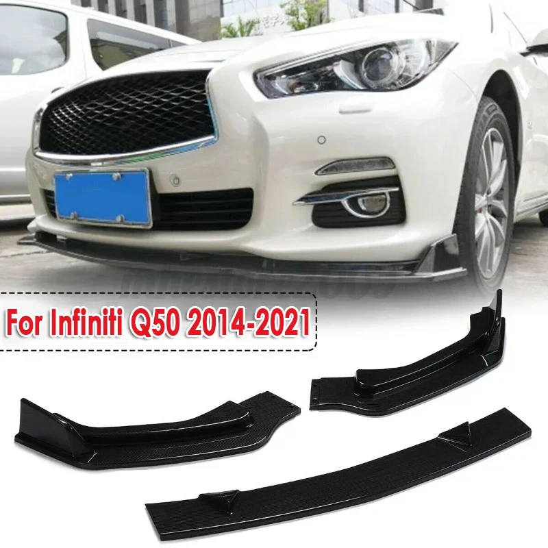 

3pcs/set Car Front Bumper Lip Spoiler Splitters for Infiniti Q50 2014-2021