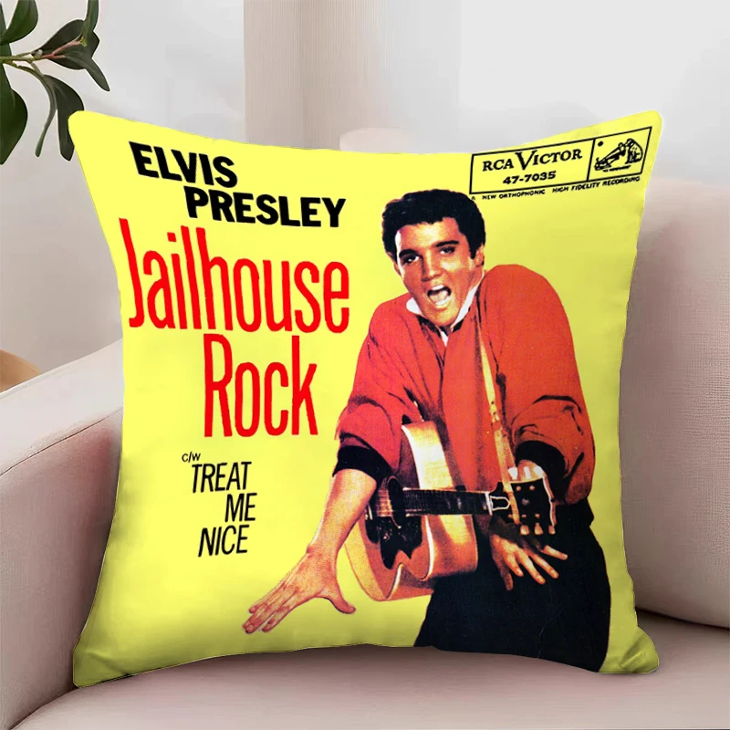 E-Elvis Presley Home Decoration Cushion Cover 50x50 Bed Pillowcases Pillow Cases 45x45 Cushions Covers Decorative Pillowcase