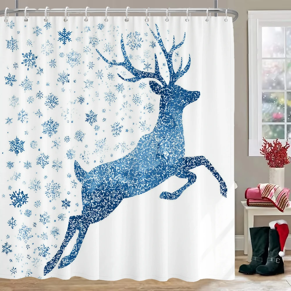 

Christmas Print Bathing Curtain Bathroom Christmas Shower Curtain With Hooks bathroom home decor and accessories