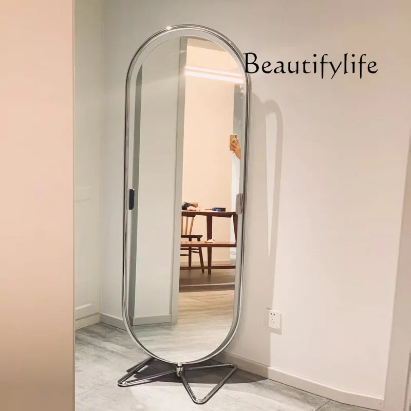 

Clothing store full-body mirror full-length mirror household rotatable stainless steel floor fitting mirror
