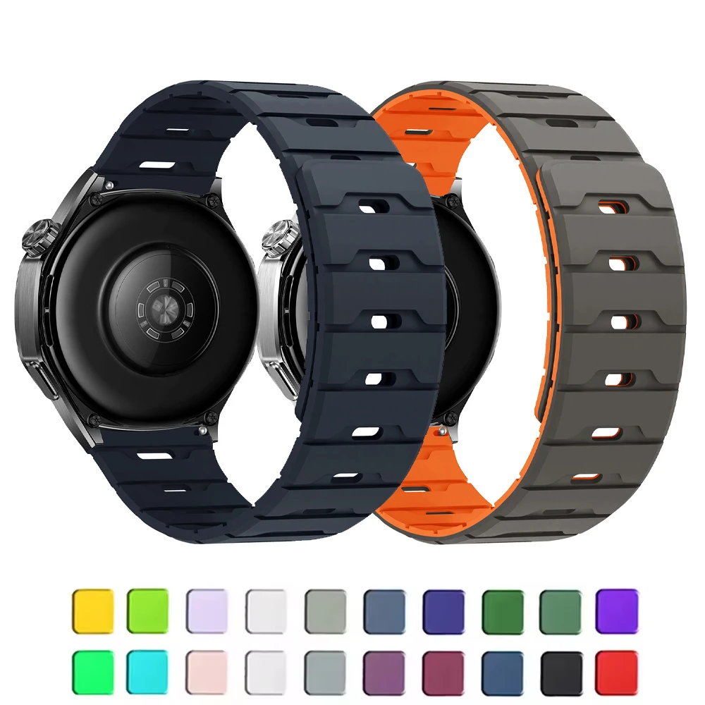 20mm 22mm Armbänder für Samsung Galaxy Watch 4/5/6/7/6 Classic, magnetisches zweifarbiges Silikonarmband, Correa HUAWEI GT 4/5/6 Pro Band