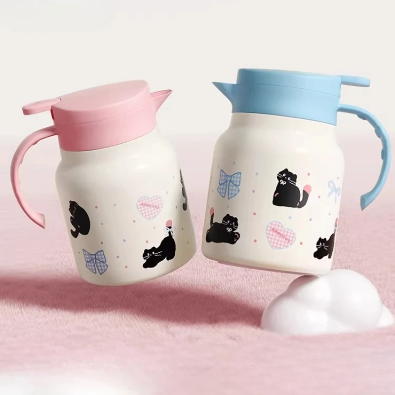 Thermos Pot Cute Cat Household Large Capacity Hot Water Bottle Stainless Steel Warm Water Tea Pot Stewed Tea Pot