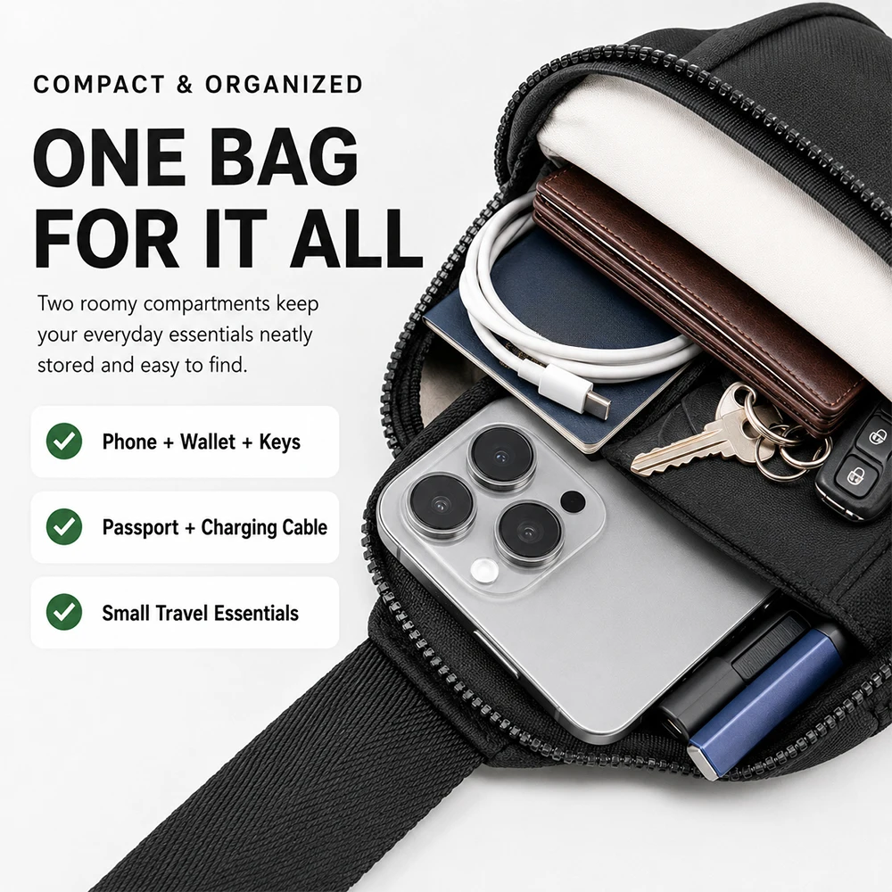 Modische Mini-Umhängetasche für Männer, RFID-Schutz, Diebstahlsichere Handy-Brusttasche, Einfarbige Casual-Brusttasche für den täglichen Pendelverkehr – Detail 3