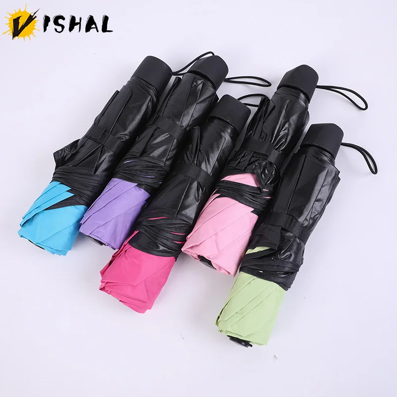 VISHAL Flowering in Water Umbrella for Women Thickened Black Glue Folding Anti-UV Sun/Rain Umbrella Hand Movement Sunshade Tool