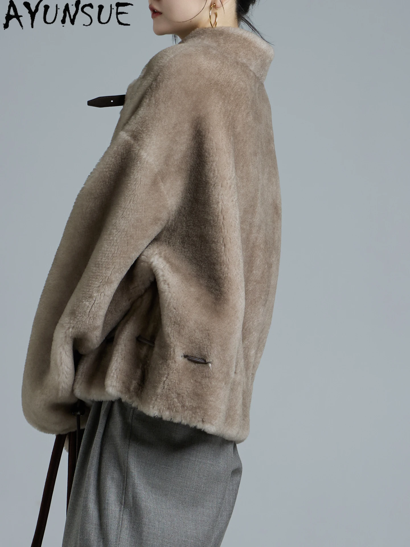 Ayunsue casaco de pele de pele de carneiro natural de luxo feminino casacos de pele real quentes roupas de inverno mulher jaqueta de couro genuíno Шуба Ж Döncud